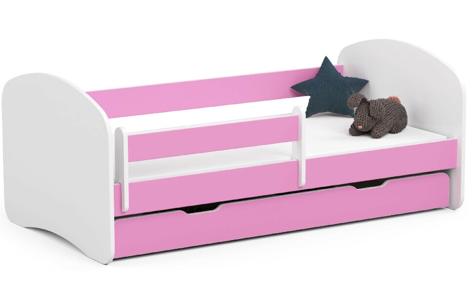Detská posteľ Pranshi II (ružová) (s matracom)