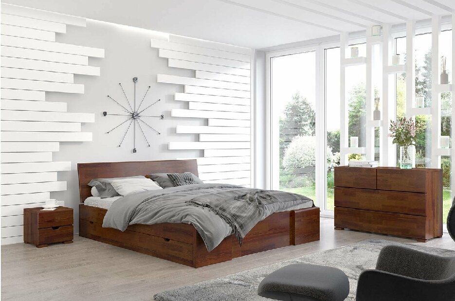 Manželská posteľ 180 cm Naturlig Blomst High Drawers (borovica) (s roštom) *výpredaj