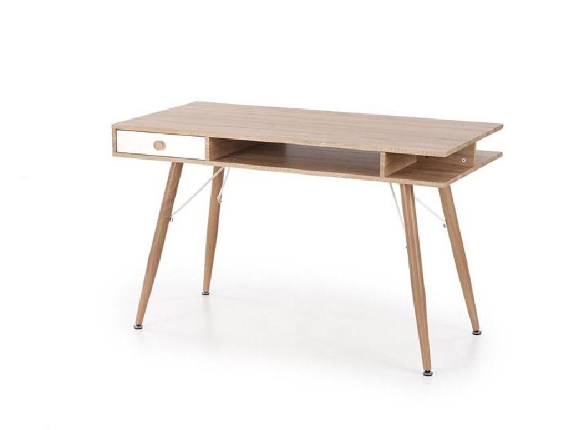 Písací stolík Bernie (svetle drevo + biela)