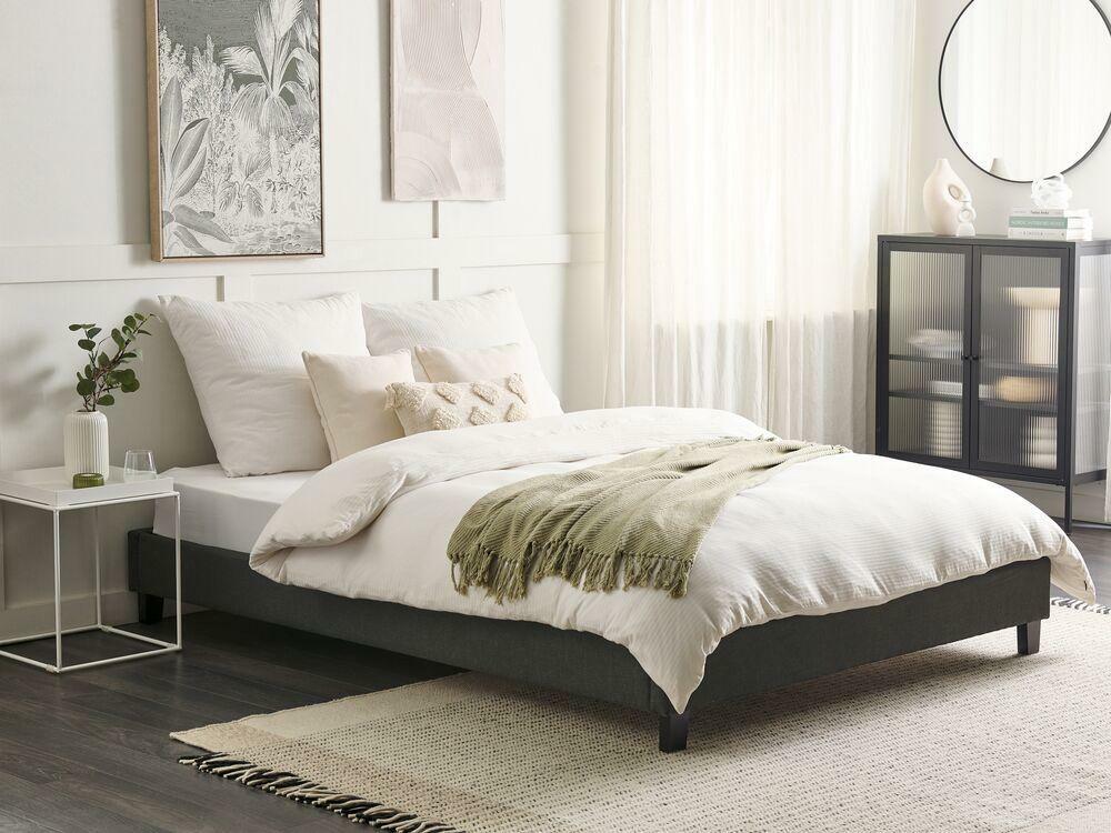 Manželská posteľ 160 cm ROXENNE (s roštom) (sivá)