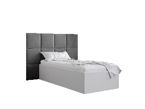 Jednolôžková posteľ s čalúneným čelom 90 cm Brittany 4 (biela matná + sivá) (s roštom)