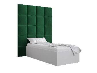 Jednolôžková posteľ s čalúneným čelom 90 cm Brittany 3 (biela matná + zelená) (s roštom)