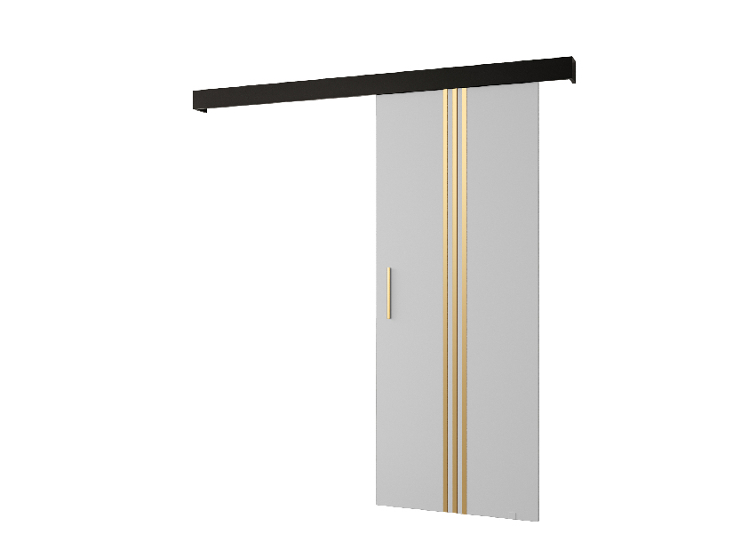 Posuvné dvere 90 cm Sharlene V (biela matná + čierna matná + zlatá)