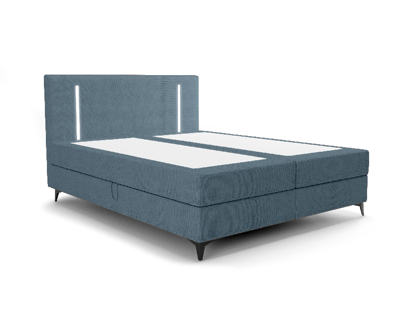 Jednolôžková posteľ 120 cm Ortega Comfort (svetlomodrá) (s roštom a matracom, s úl. priestorom) (s LED osvetlením)