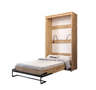 Sklápacia posteľ 120 Cassie (craft zlatý + čierna matná) (vertikálna) (s osvetlením)