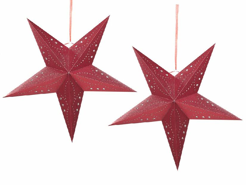 Set 2 ks závesných hviezd 60 cm Monti (červená trblietavá)