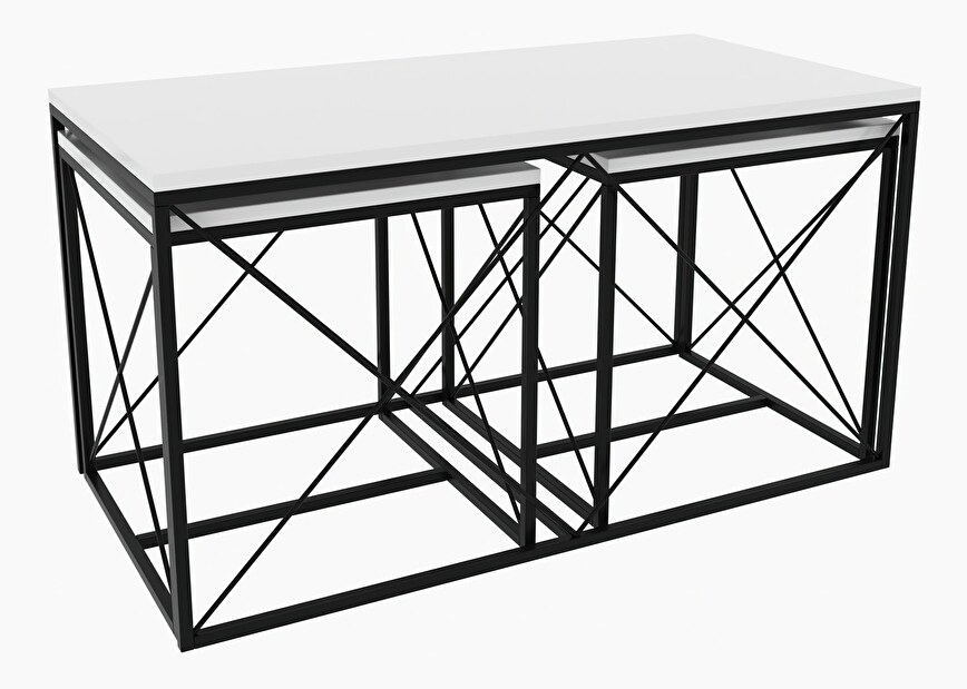 Set 3 ks konferenčných stolíkov Dafne (biela + čierna)