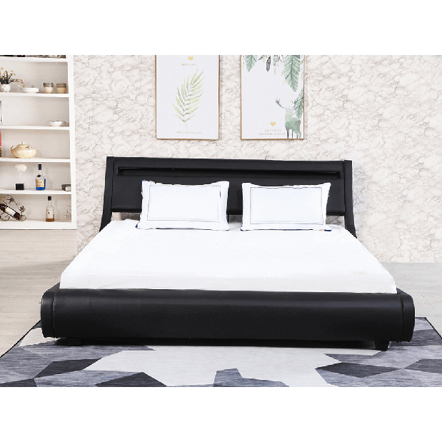 Manželská posteľ 160 cm Filina (čierna) (s roštom) *bazár