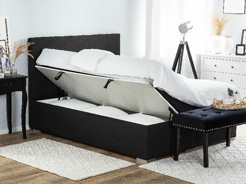 Manželská posteľ Boxspring 180 cm LORRO (s matracmi) (čierna)