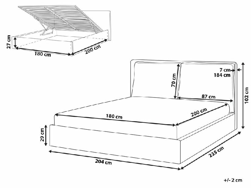 Manželská posteľ 180 cm Berit (zelená) (s roštom) (s úl. priestorom)