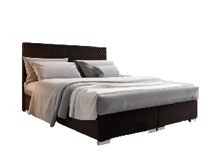 Manželská posteľ 180 cm Boxspring Harlan Comfort (tmavohnedá) (s roštom, matracom a úl. priestorom)