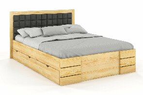 Manželská posteľ 200 cm Naturlig Storhamar High Drawers (borovica)