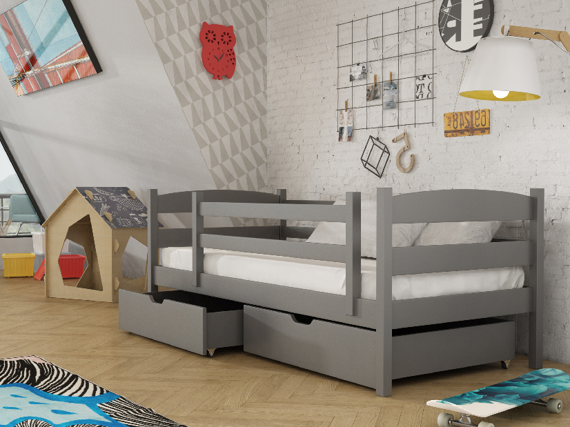Detská posteľ 80 x 180 cm Zora (s roštom a úl. priestorom) (grafit)