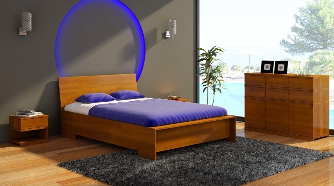 Manželská posteľ 160 cm Naturlig Lekanger High (borovica) (s roštom)