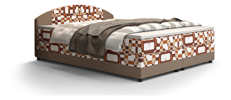 Manželská posteľ  Boxspring 140 cm Orlando Comfort (vzor + svetlohnedá) (s matracom a úložným priestorom)