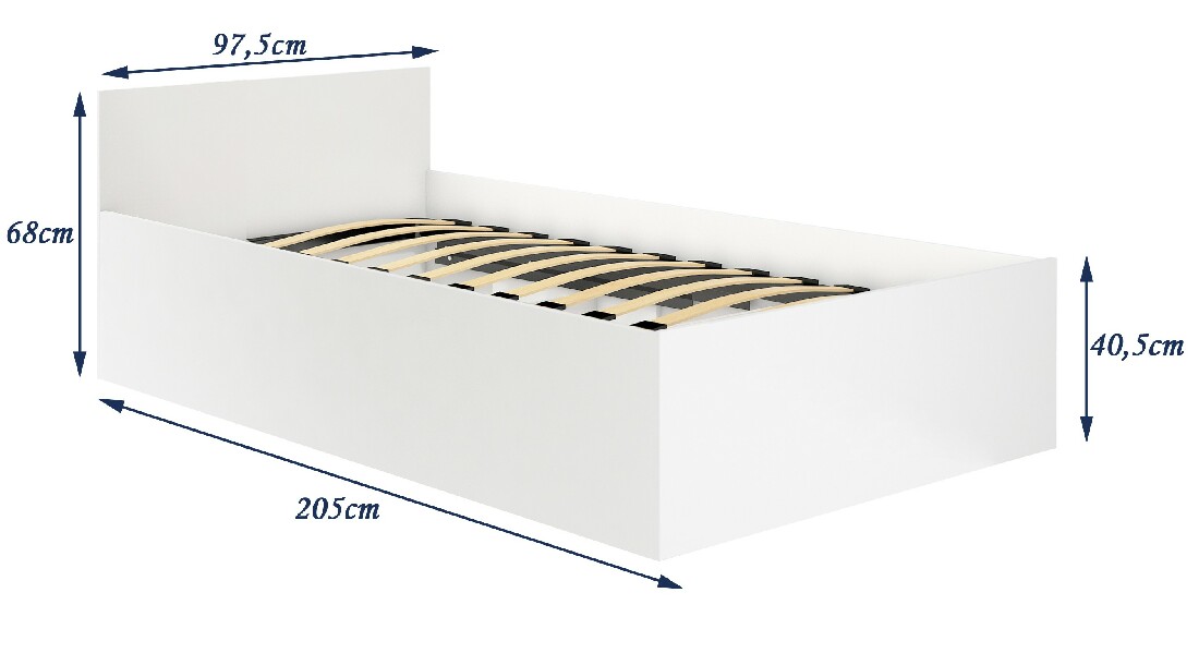 Jednolôžková posteľ Cezar III (biela) (s matracom a roštom)