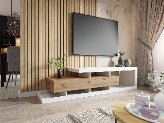 Moderný TV stolík/skrinka Mirjan Sylvaro (biela/wotan)