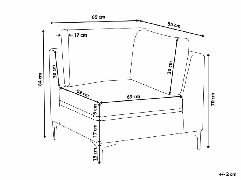 Rohový modul sedačky EVENA (sivá)