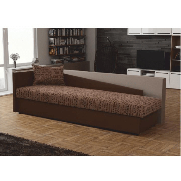 Jednolôžková posteľ (váľanda) 80 cm Jeannine (hnedá) (s úl. priestorom) (L)