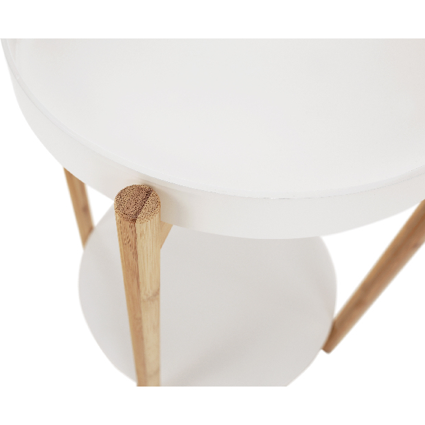 Príručný stolík Birdie Blye (biela + prírodný bambus)