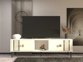 TV stolík/skrinka Numepa (biela + zlatá) 