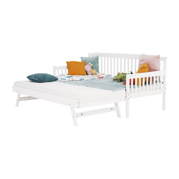 Detská rozkladacia posteľ 90 cm Pazzan (biela) (s roštom)