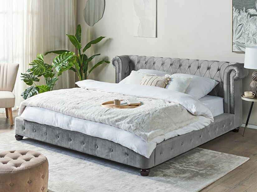Manželská posteľ 180 cm CAVILLA (s roštom) (sivá)