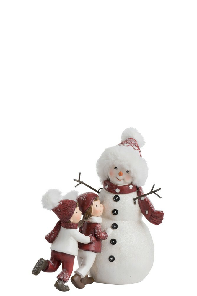 Figurína Jolipa Vianočná postavička Nordic Bliss (22x15x21cm) (Biela + Červená)
