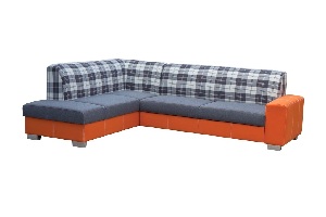 Rohová sedačka Seymour (modrá + oranžová) (L)