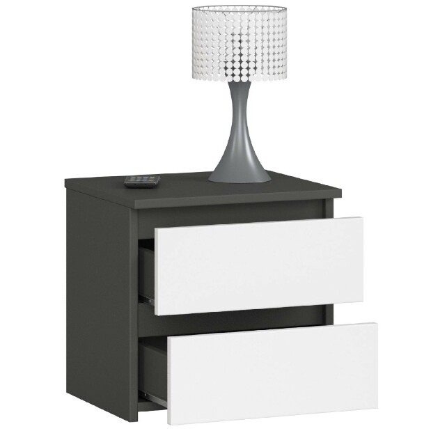 Nočný stolík Cleania CL2 (grafit sivý + biela)