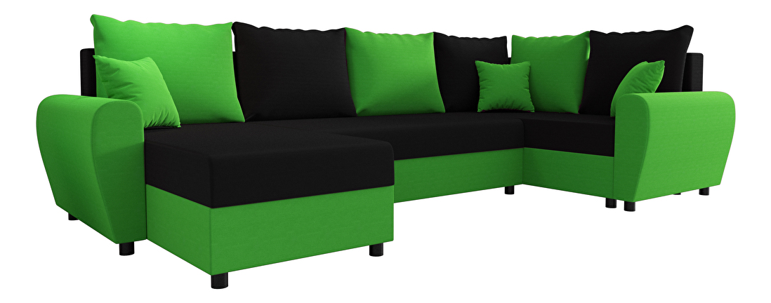 Rohová sedacia súprava Fleur Long (zelená + čierna) (P)