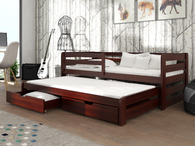 Detská posteľ 90 cm Simo (orech) (s roštom)