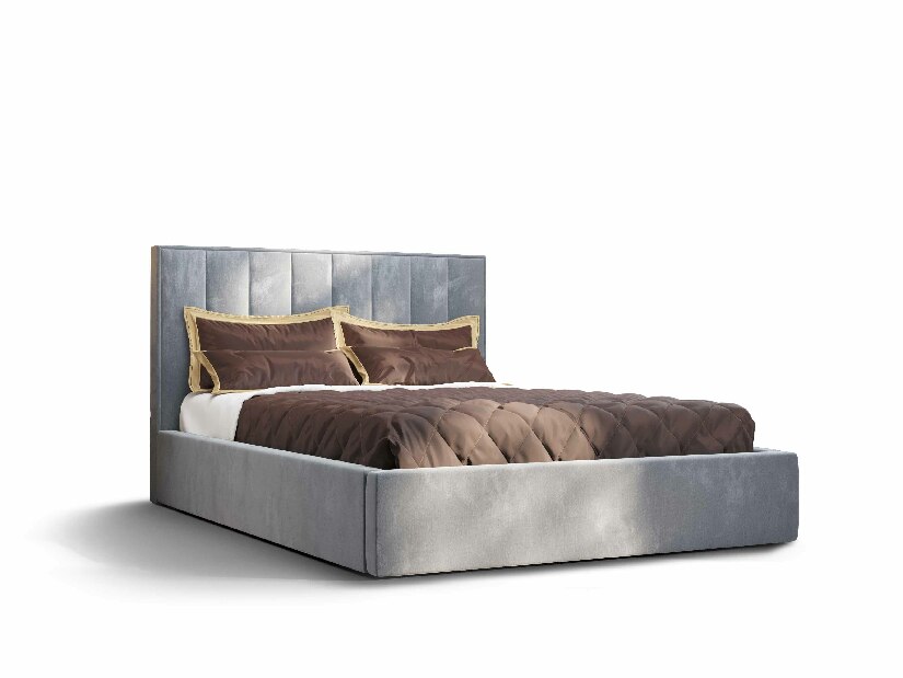 Manželská posteľ 180 cm Ocie (svetlomodrá) (s roštom a úložným priestorom)