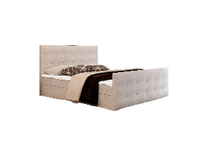 Manželská posteľ Boxspring 140 cm Milagros Comfort 2 (béžová) (s matracom a úložným priestorom)