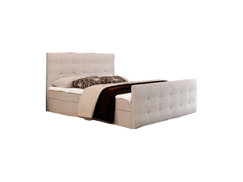 Manželská posteľ Boxspring 160 cm Milagros Comfort 2 (béžová) (s matracom a úložným priestorom)