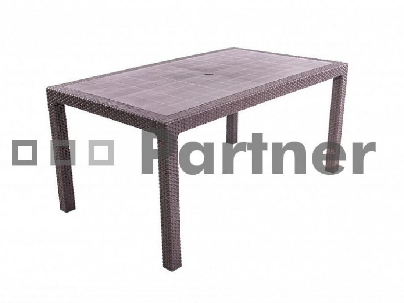 Záhradný stôl Manhattan 165x90cm (hnedá) (um. Ratan)