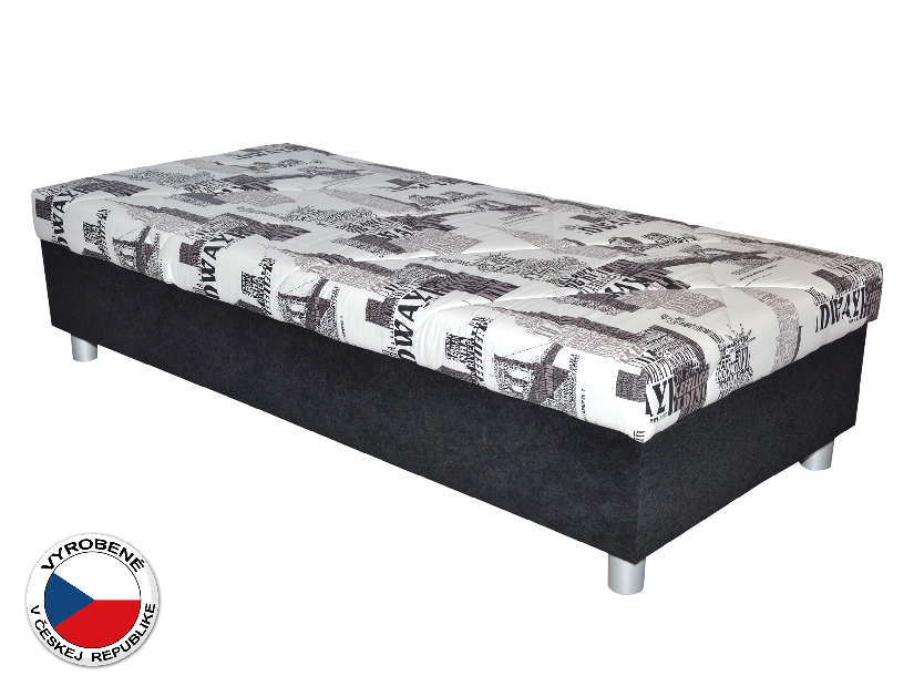 Jednolôžková posteľ (váľanda) 90 cm Blanár Inez (biela + čierna) (s roštom a matracom)