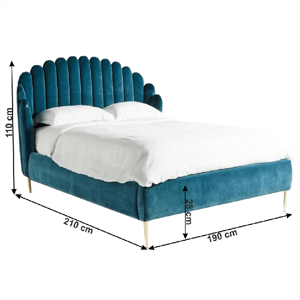 Manželská posteľ 180 cm Krilsa (petrolejová) (s roštom)