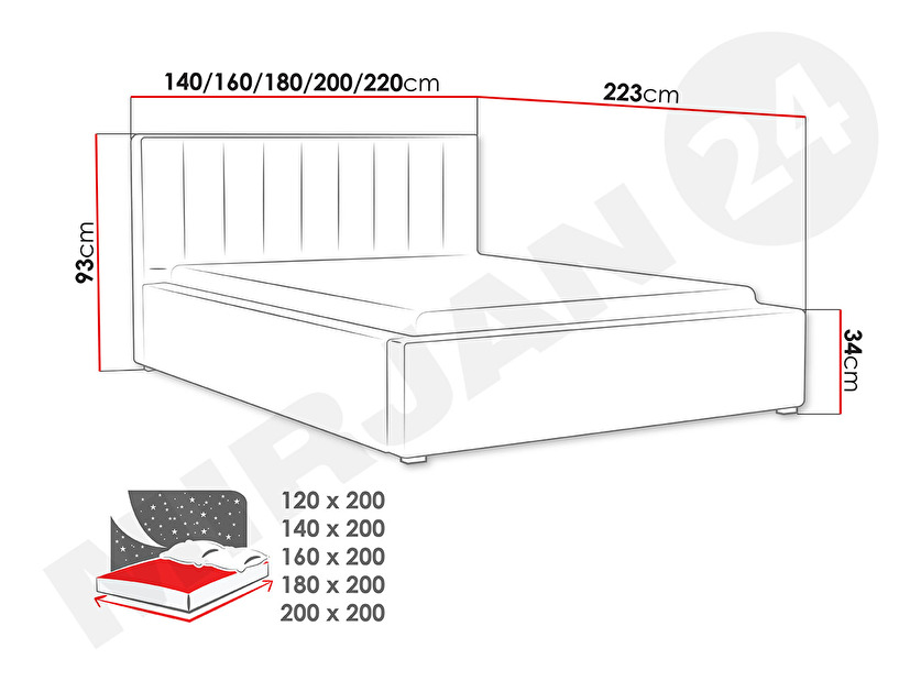 Manželská posteľ 180 cm Mirjan Soldan (krémová) (s roštom a úl. priestorom)