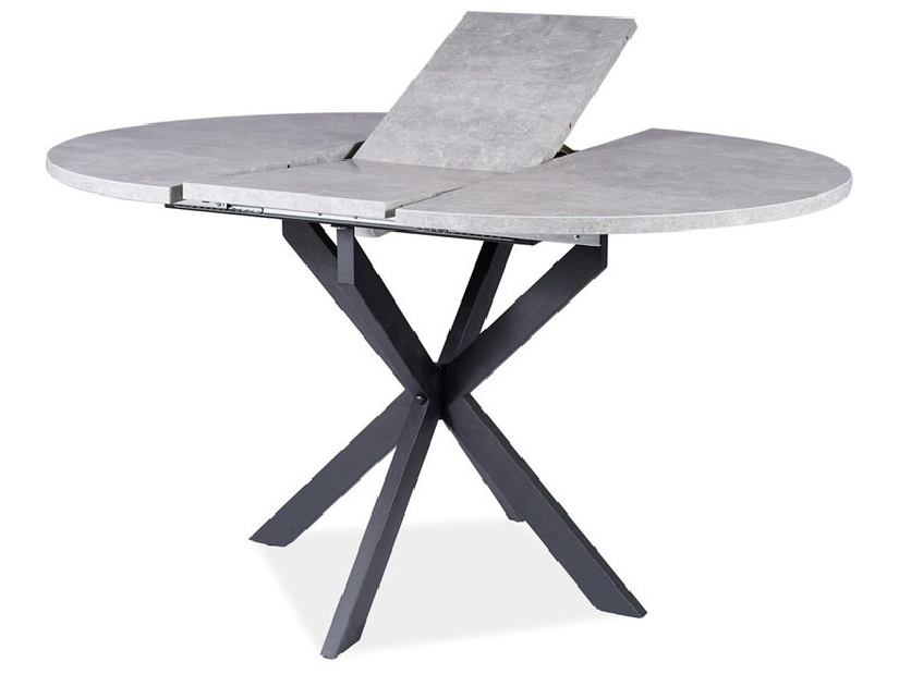 Rozkladací jedálenský stôl 100-135 cm Garnett (betón + čierna) (pre 4 až 6 osôb)