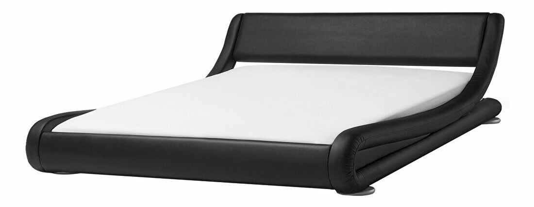 Manželská posteľ 180 cm AVENUE (s vodným matracom) (čierna)