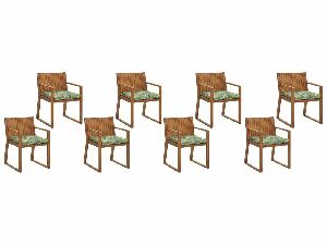 Set 8 ks. záhradných stoličiek SASAN (svetlohnedá) (so zelenými podsedákmi)