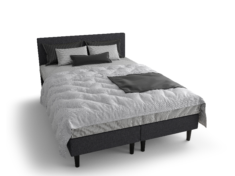 Manželská posteľ Boxspring 140 cm Rita (sivočierna) (s matracom, bez úložného priestoru)