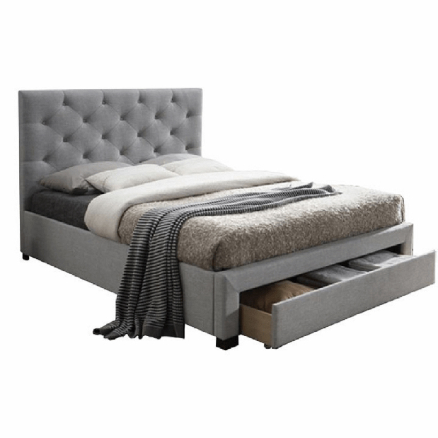 Manželská posteľ 180 cm Shemika (s roštom a úl. priestorom) (sivá) *bazár