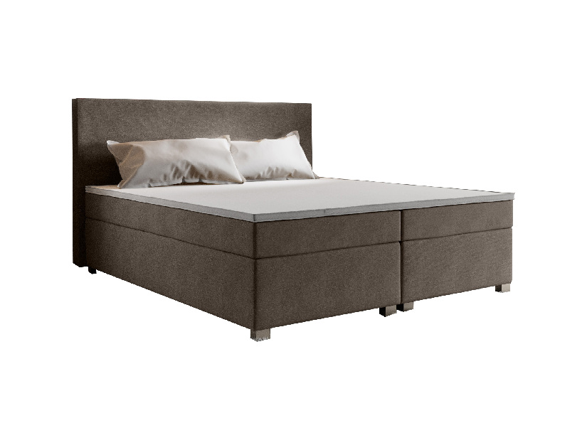 Manželská posteľ Boxspring 140 cm Simon (hnedá) (s matracom, bez úložného priestoru) *výpredaj