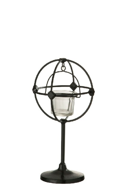 Svietnik Jolipa Na čajovú sviečku (13x13x25cm) (Čierna)