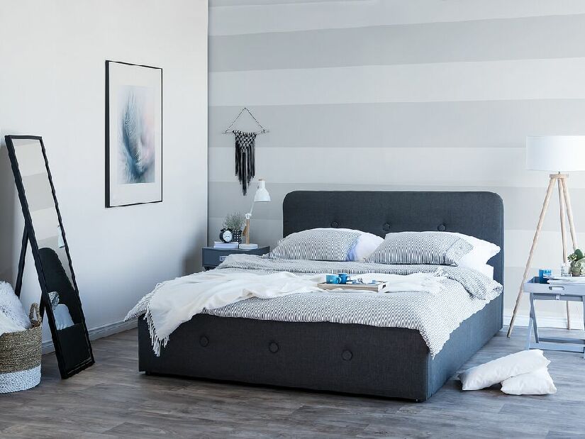 Manželská posteľ 140 cm ROME (s roštom a úl. priestorom) (sivá)