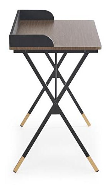 Písací stolík Bernie (tmavé drevo + čierna)