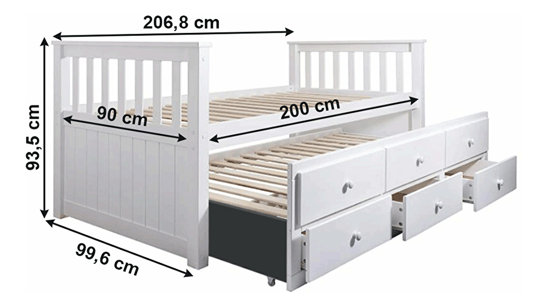 Rozkladacia posteľ 90 cm Ahlan (biela) (s roštom a úl. priestorom) *bazár