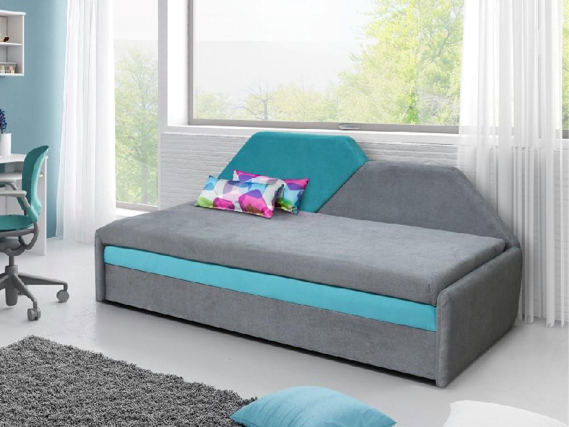 Jednolôžková posteľ (váľanda) 80 cm Maneg (sivá + modrá)
